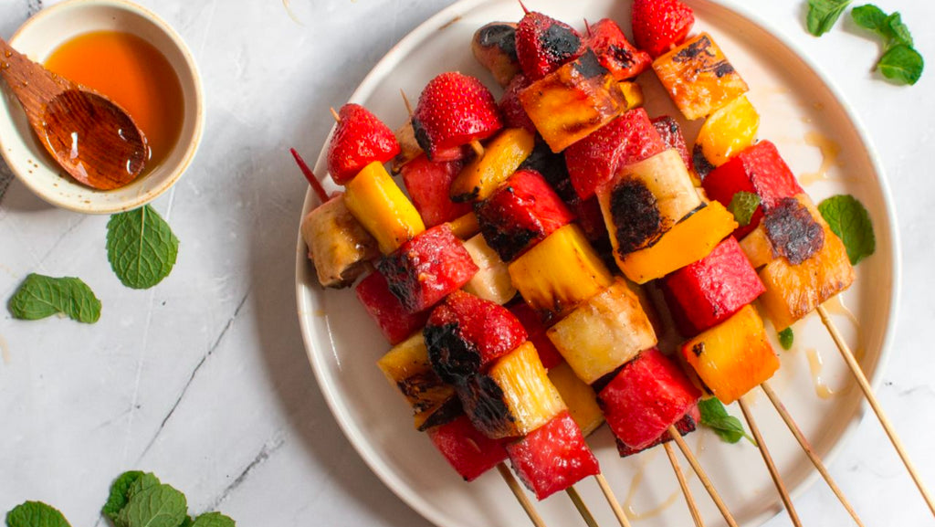 Grilled Fruit Kebabs with Aged Balsamic Drizzle